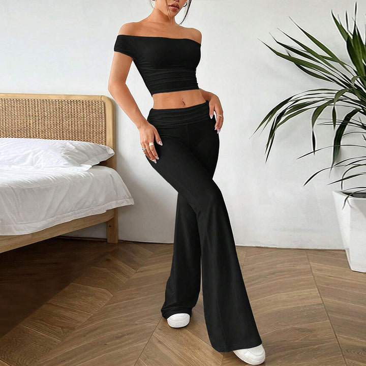 Ensemble top court décontracté pour femmes et pantalon taille haute Levoire