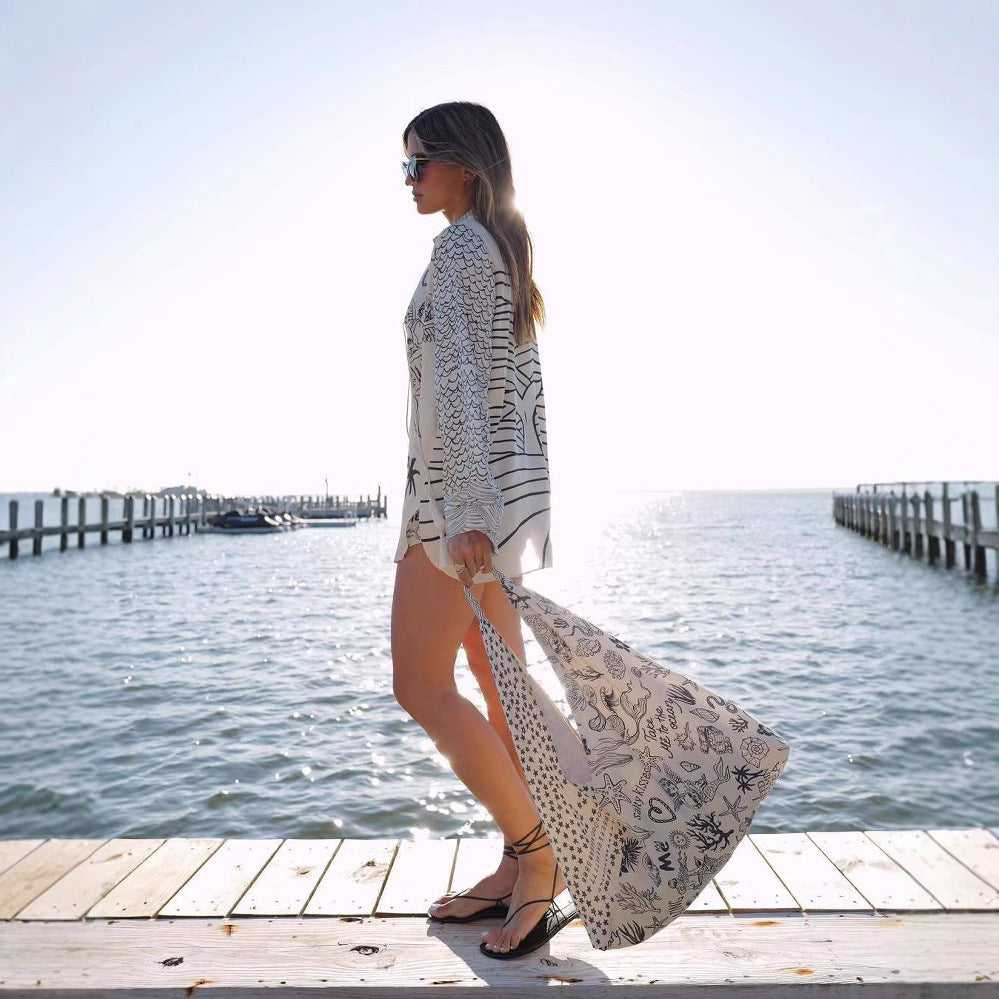 Blouse de plage pour femmes avec design maritime et broderie complexe Levoire
