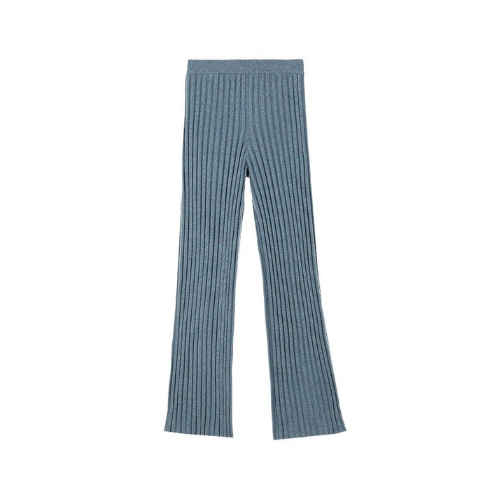 Pantalon en tricot côtelé confortable pour femme avec jambe large et taille haute Levoire