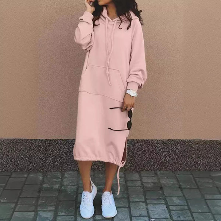 Robe sweat à capuche pour femmes avec poches latérales et ourlet réglable Levoire