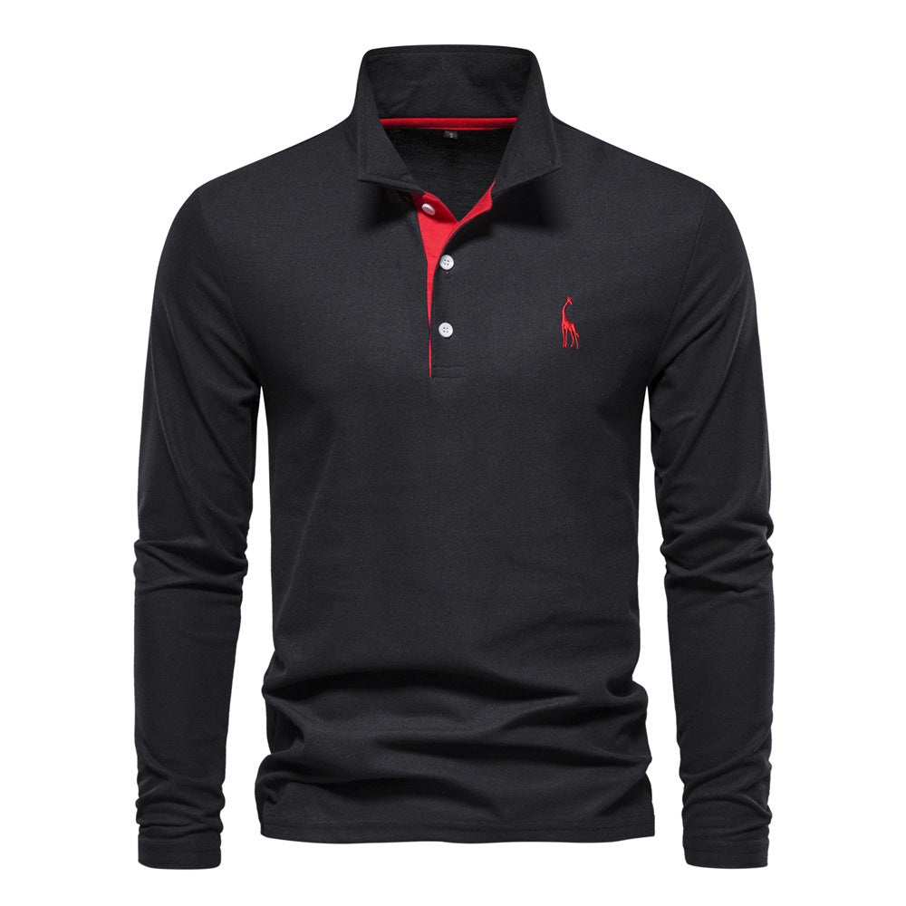 Homme Polo à manches longues avec col moderne et qualité coton respirant Avriane