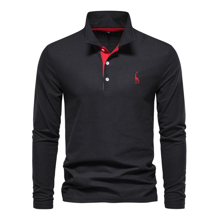 Homme Polo à manches longues avec col moderne et qualité coton respirant Avriane