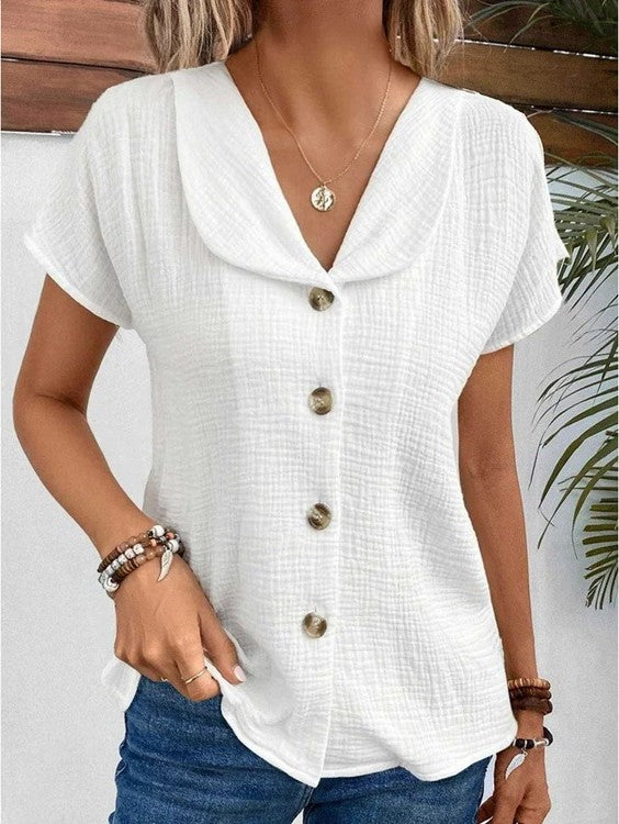 Levoire | Haut Avec Col Et Boutons Pour Un Look Élégant Blanc