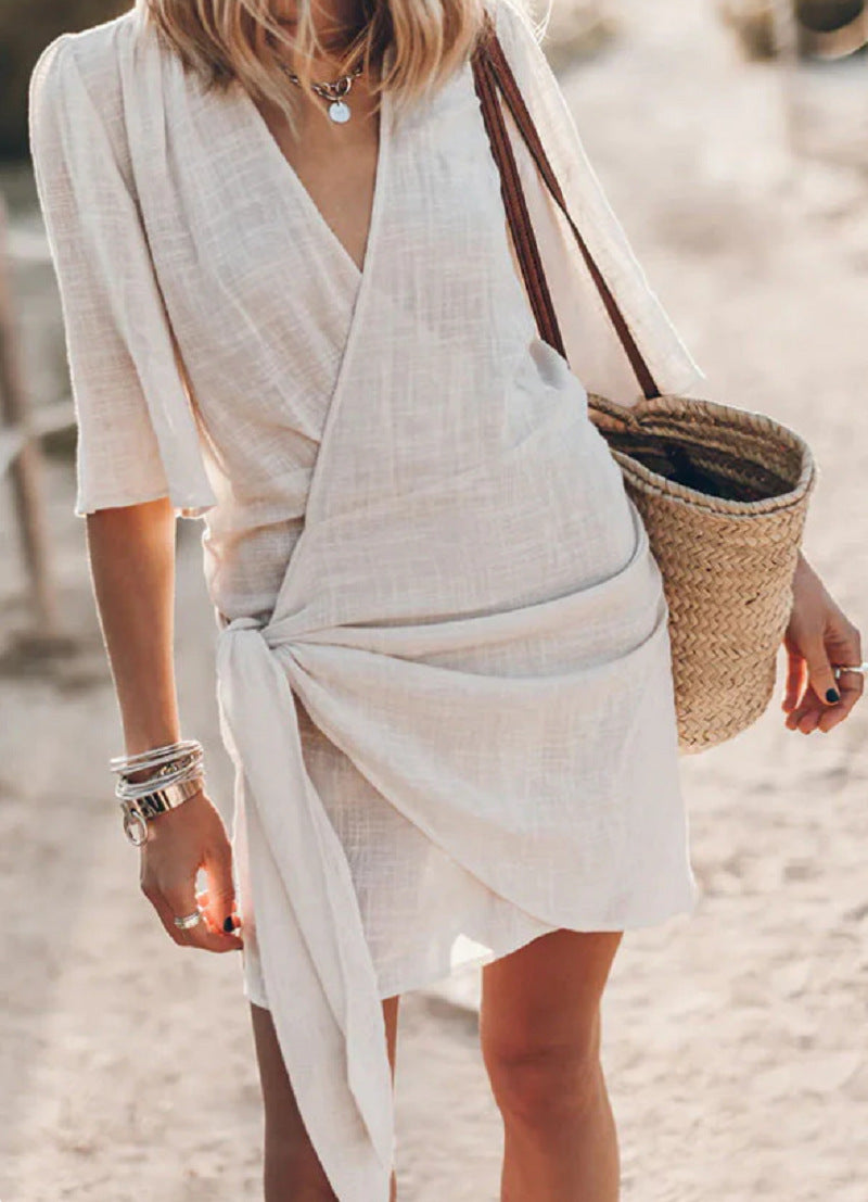 Levoire | Robe Mini Avec Nœud Croisé Abricot