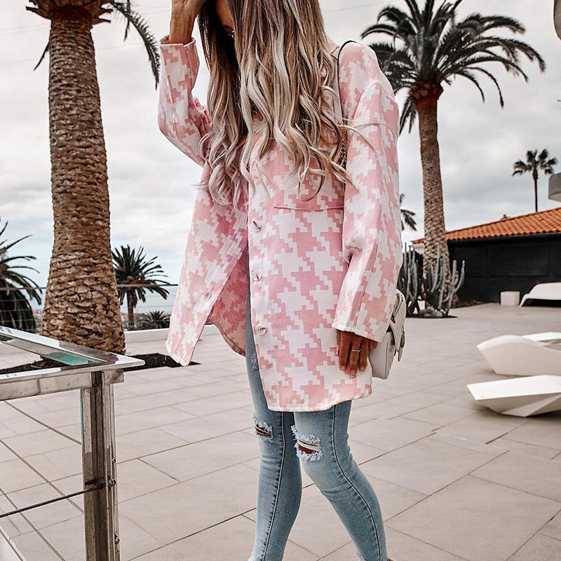 Veste oversize pour femmes dans un motif pied de poule moderne avec poches pratiques Levoire