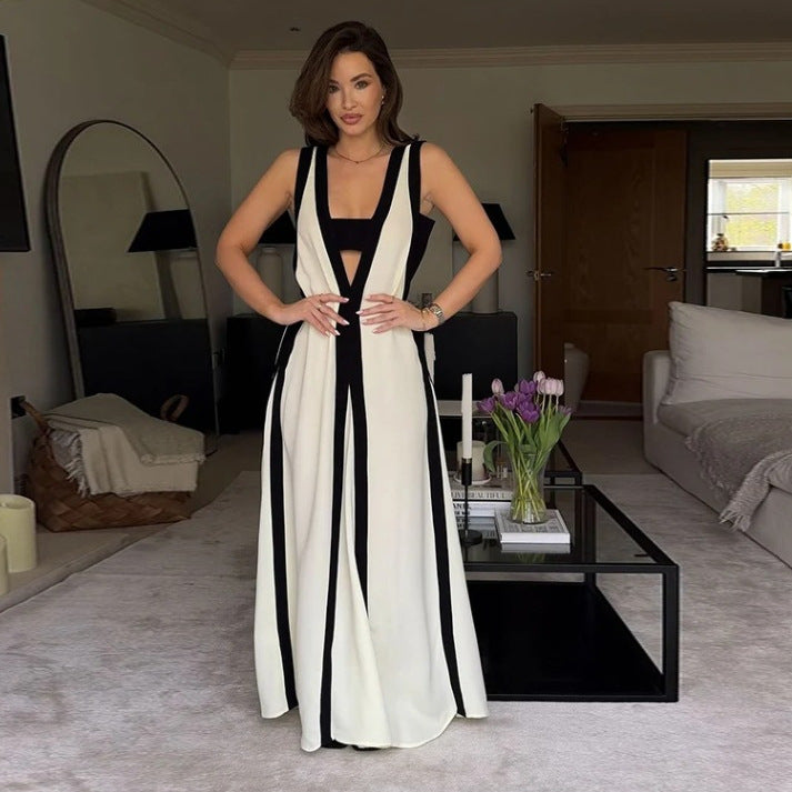 Levoire | Robe Longue Bicolore À Décolleté En V
