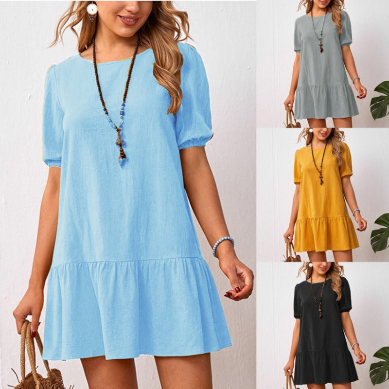 Levoire | Robe en lin Unicolore Robe en lin à taille décontractée