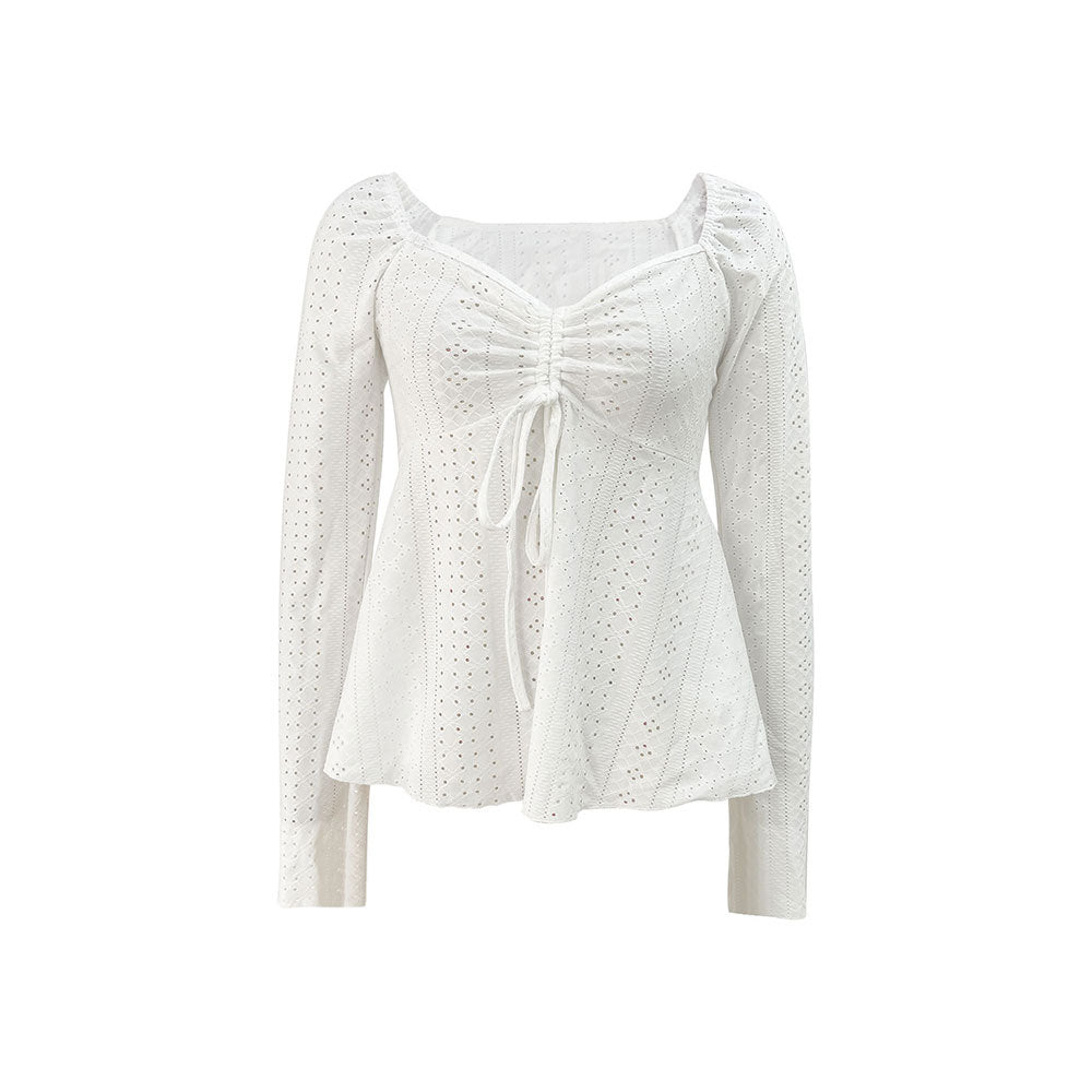 Blouse pour femme avec des détails en volants décorés et un design élégant à lacets Levoire