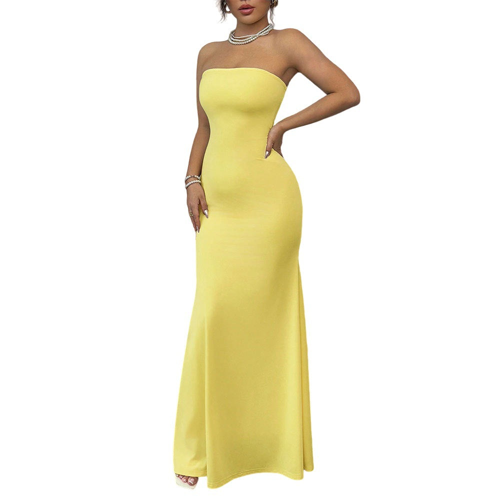 Robe maxi ajustée à enrouler pour femmes avec design décolleté et fente sexy dans le dos Levoire