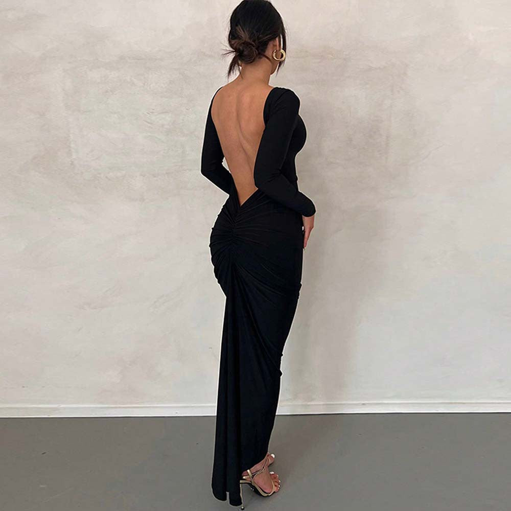 Robe maxi femme avec ouverture élégante au dos et coupe ajustée Levoire