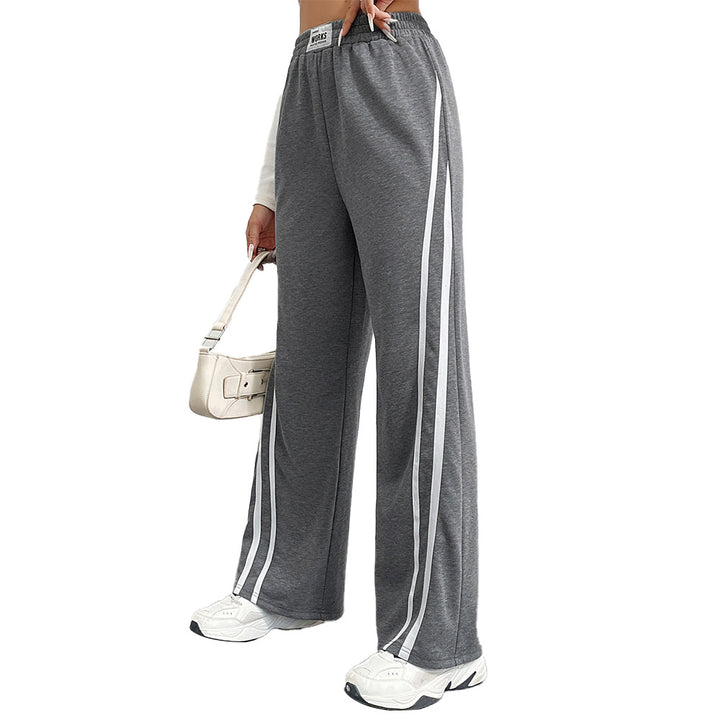 Pantalons de loisirs sportifs pour femmes avec coupe large et rayures contrastées Levoire