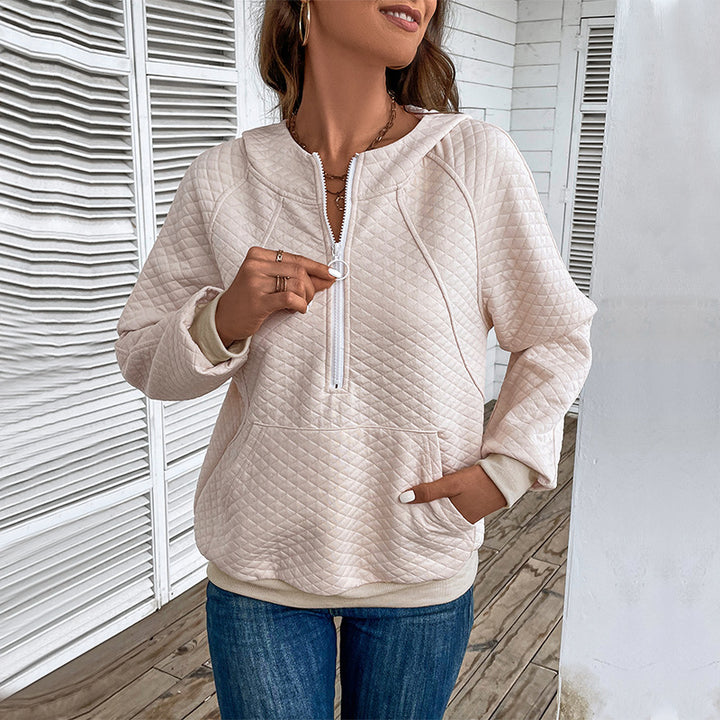 Sweat à zip tendance pour femmes avec zip et motif piqué Levoire