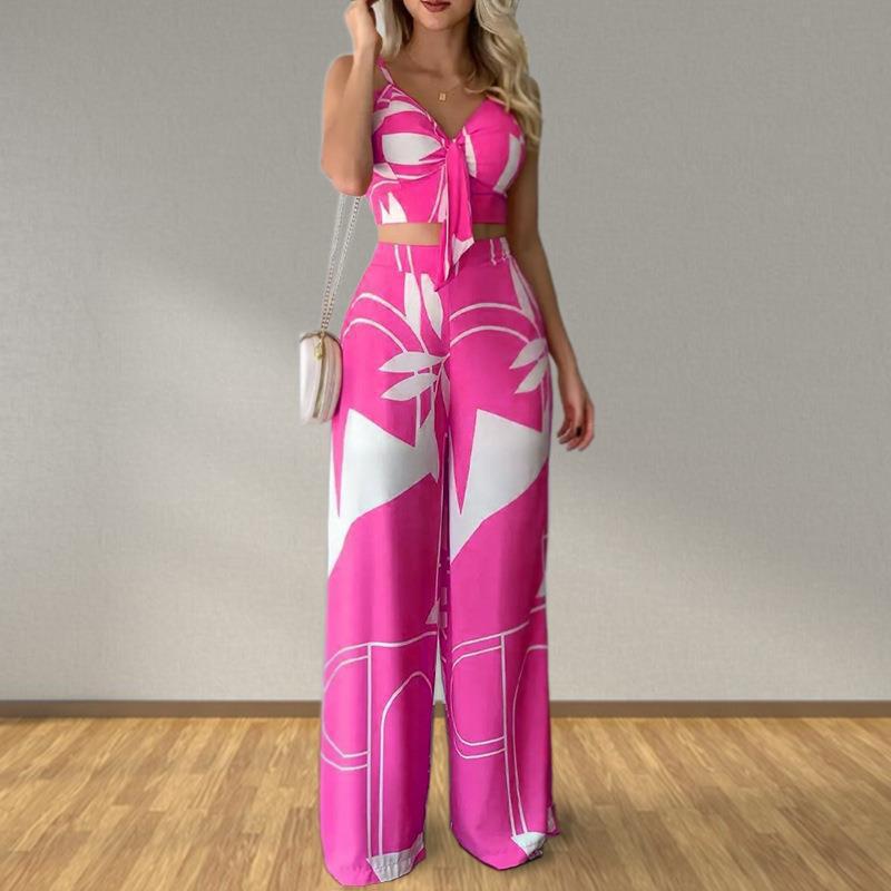 Ensemble Élégant Femme avec Combinaison de Haut Court et Pantalons Amples Levoire