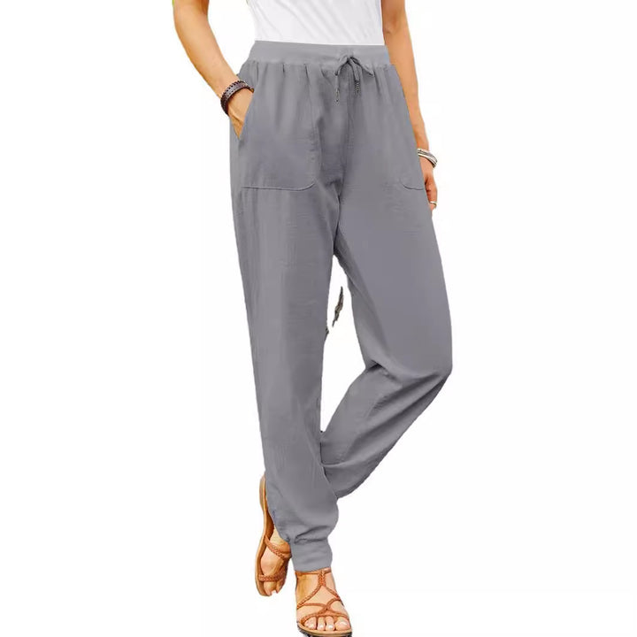 Pantalons en lin décontractés pour femmes avec taille ajustable et poches pratiques Levoire