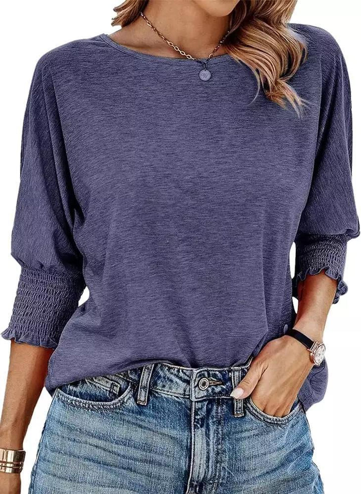 Chemise décontractée pour femmes avec manches ballons et détails volantés Levoire