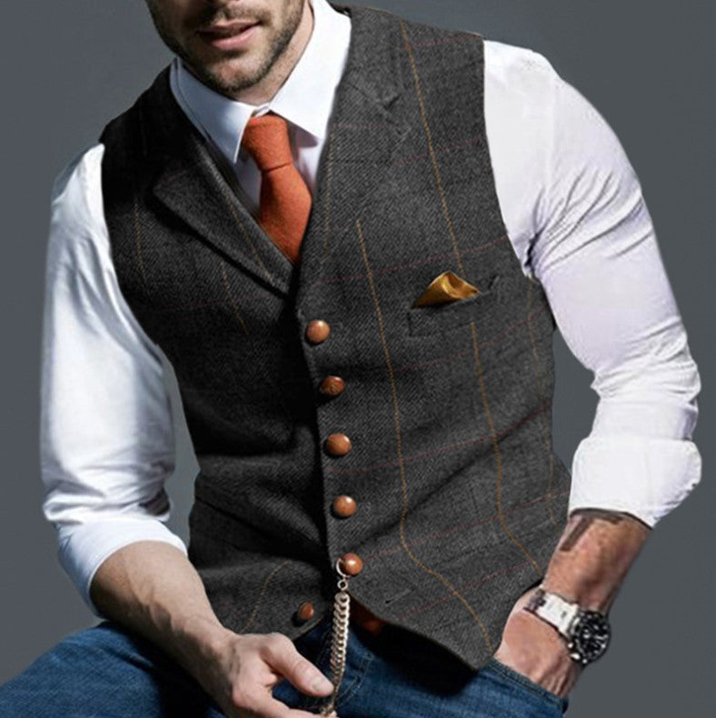 Levoire | Gilet Boutonné Élégant Pour Hommes Gris foncé
