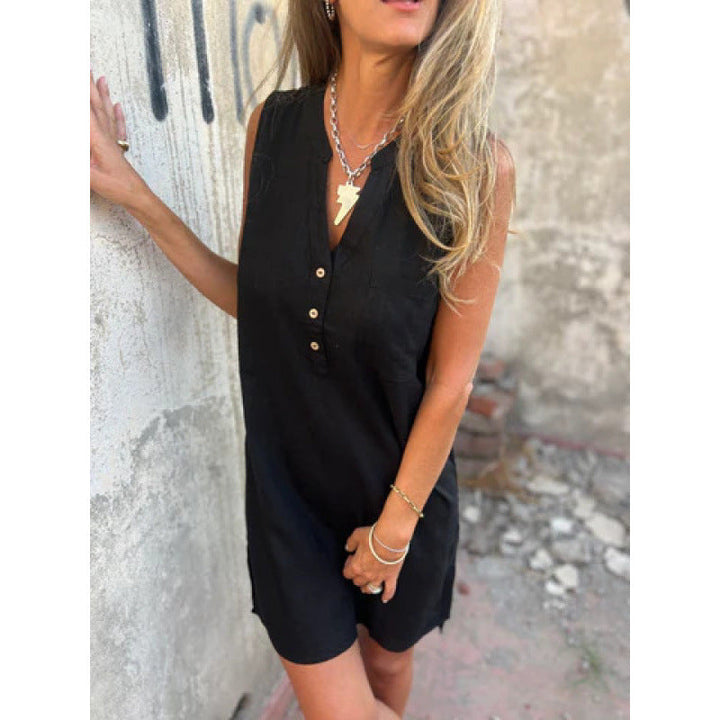Levoire | Robe en lin Décontractée H ample Sans manches Robe en lin