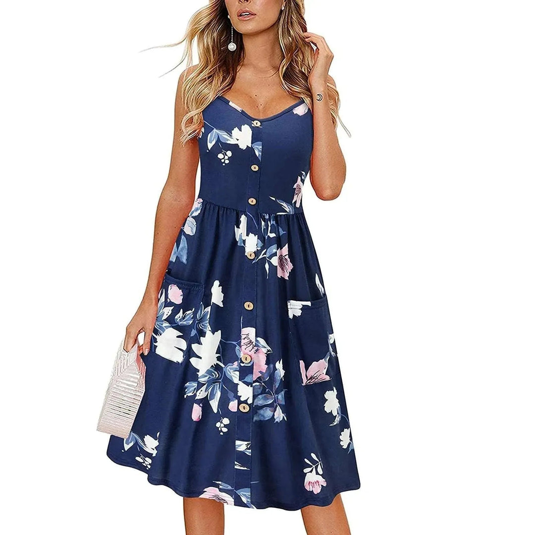 Levoire | Robe pour femmes avec décolleté en V et large ourlet Bleu