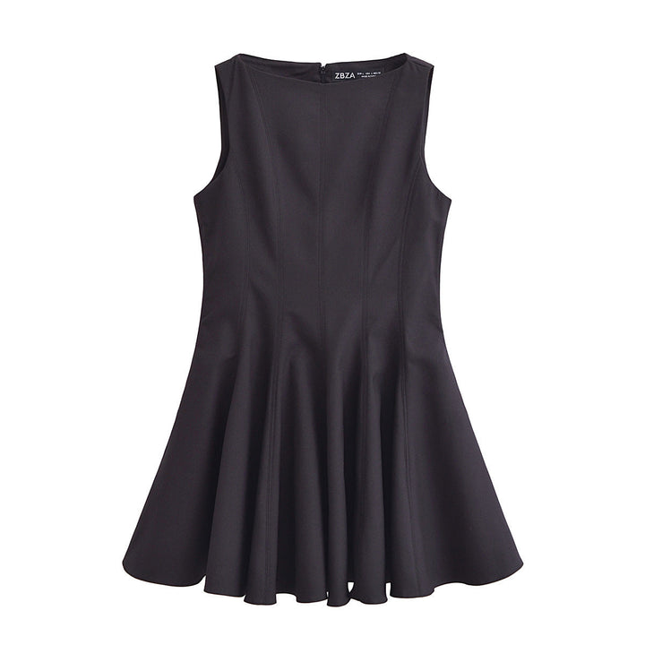 Levoire | Élégante robe midi drapée d'été noir