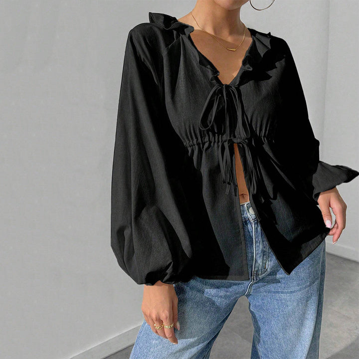 Chemisier style blouse pour femmes avec des manches volumineuses et des détails en volants Levoire