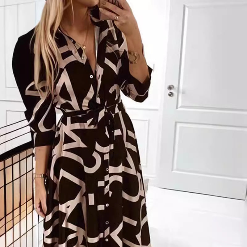 Levoire | Robe nouée à manches longues avec bouton à l'avant ajusté