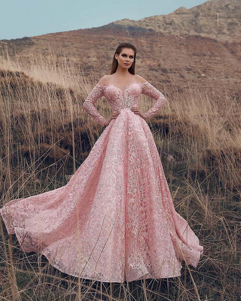 Levoire | Glamouröös Grande Jupe Facile Robe Longue Rosa