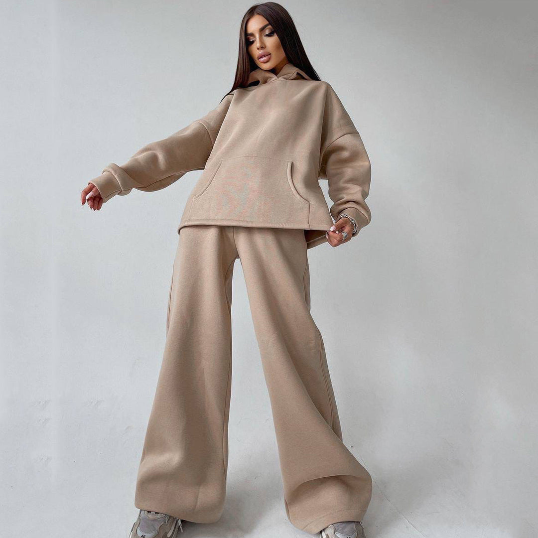 Levoire | T-shirt à capuche confortable avec poches Ensemble deux pièces Abricot