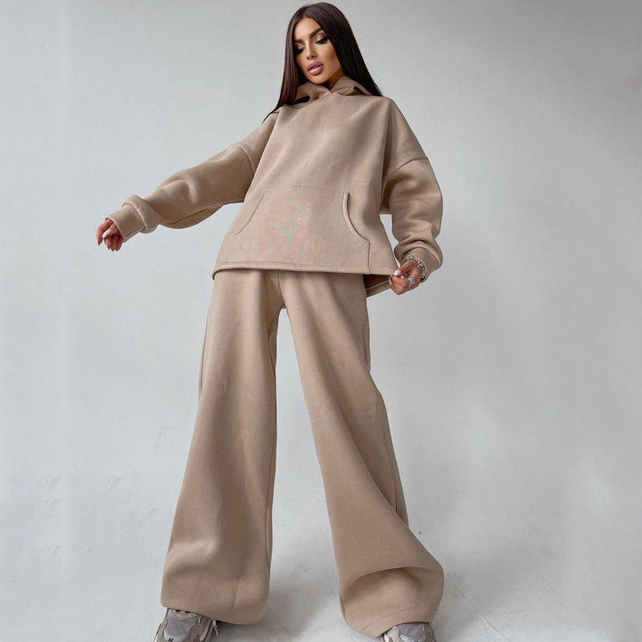 Levoire | T-shirt à capuche confortable avec poches Ensemble deux pièces Abricot