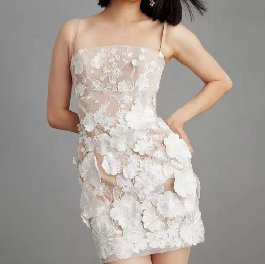 Levoire | Robes mini à bretelles spaghetti en tricot texturé glamour lourd Blanc