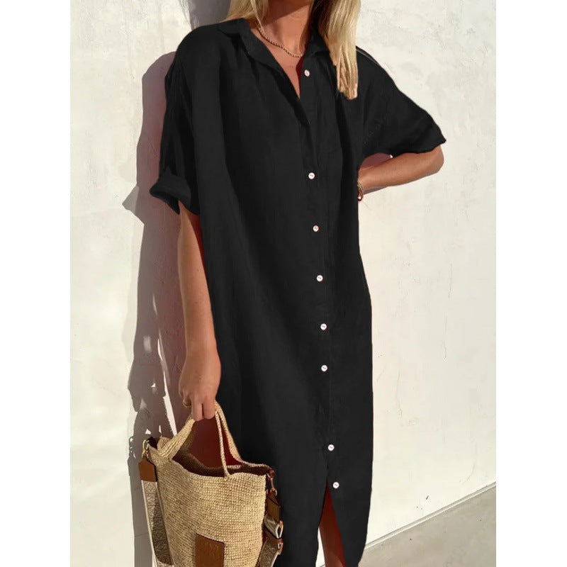 Levoire | Robe de poche Coton-lin Longue robe de poche Noir