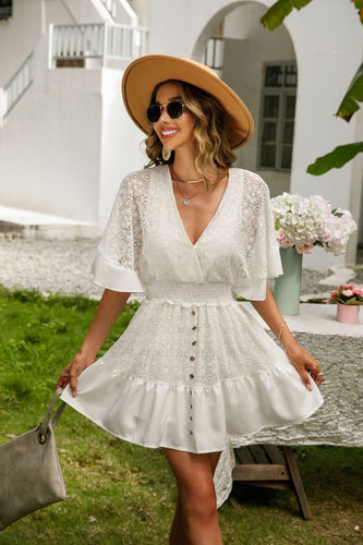 Levoire | Robe À Boutons Chic Avec Dentelle