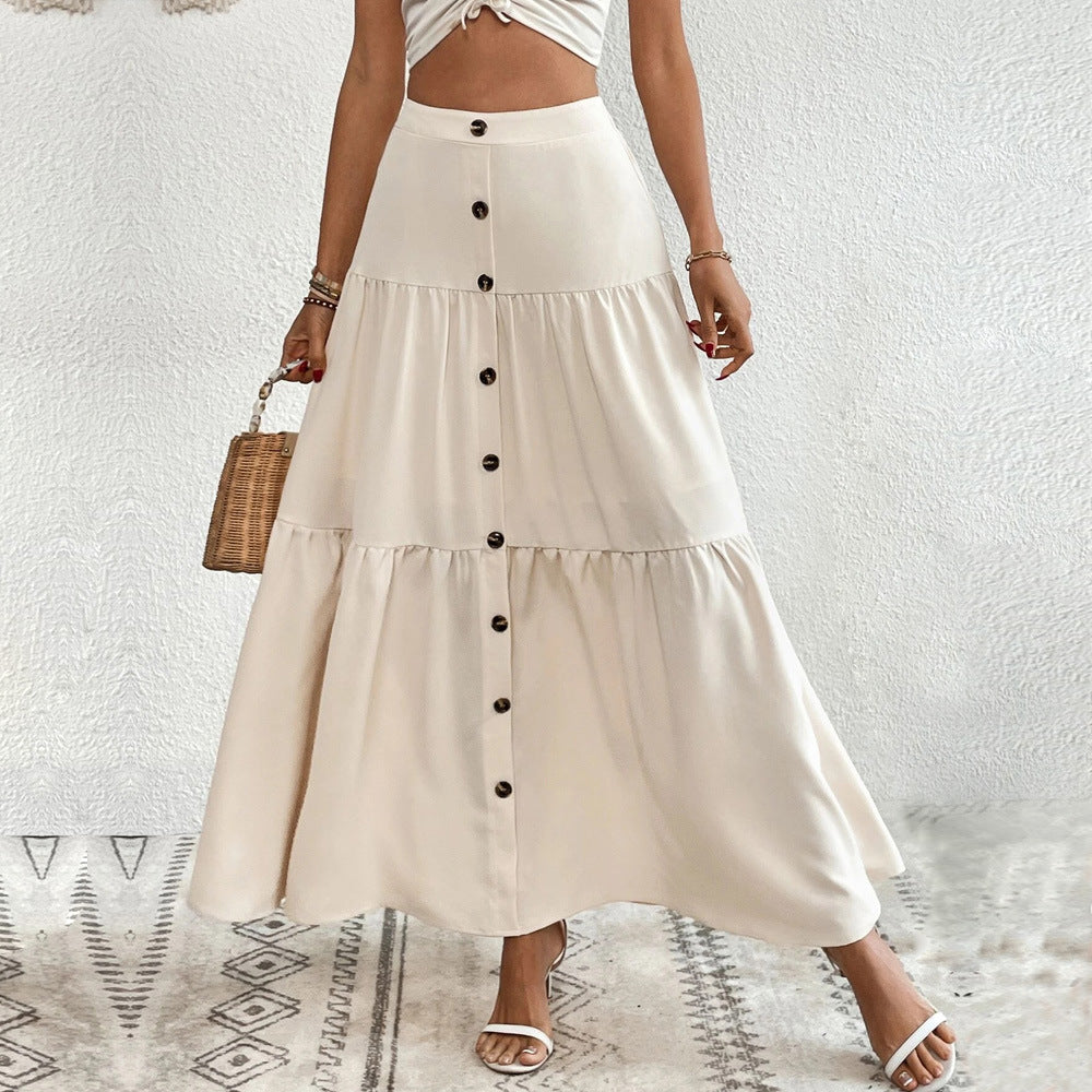 Jupe maxi pour femmes avec patte de boutonnage et coupe fluide Levoire