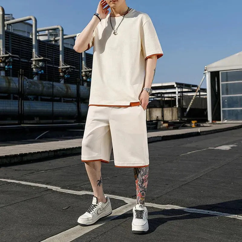 Levoire | Ensemble de deux pièces shorts et short à manches courtes pour l'été Beige