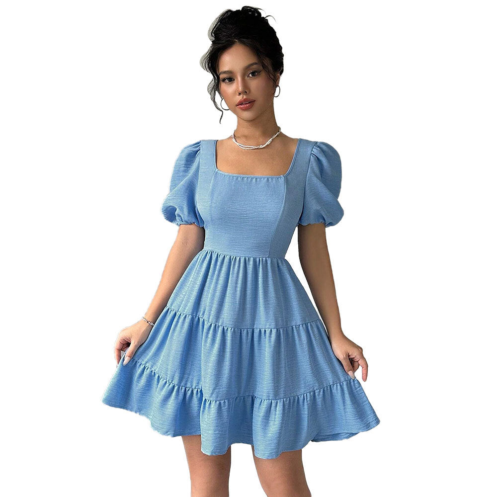 Robe pour femmes avec manches bouffantes et ourlet à volants Levoire