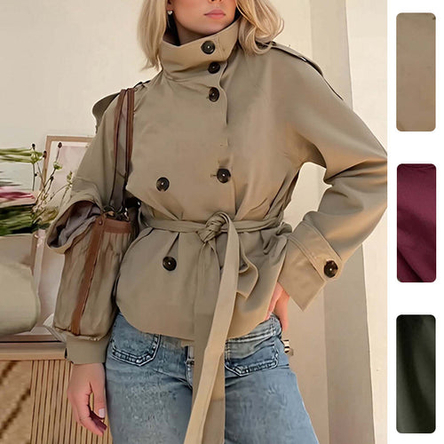 Manteau long élégant pour femmes avec col montant et ceinture ajustable Levoire
