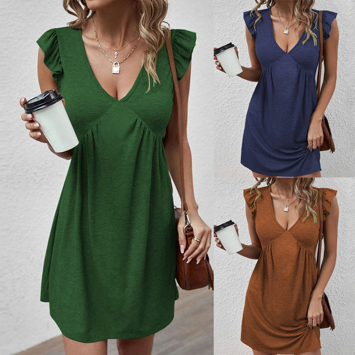 Robe décontractée pour femme avec décolleté en V et découpes froncées Levoire