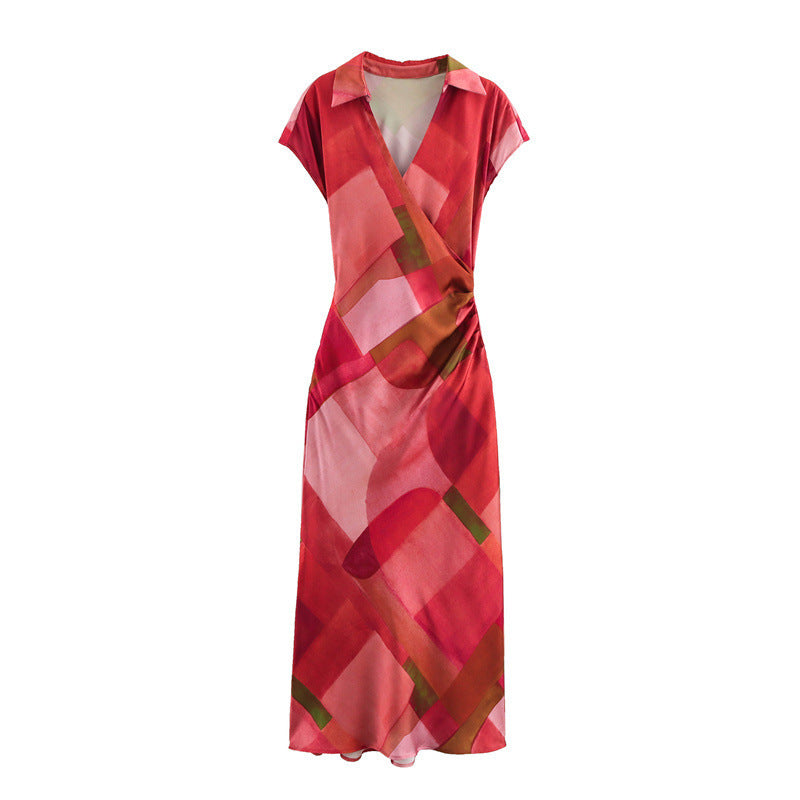 Levoire | Robe midi en satin imprimée de manière vivante Couleur
