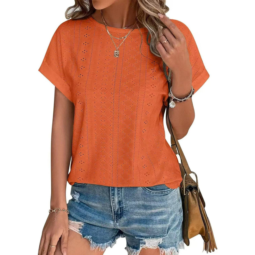 Levoire | T-shirt décontracté à col rond à manches courtes Orange