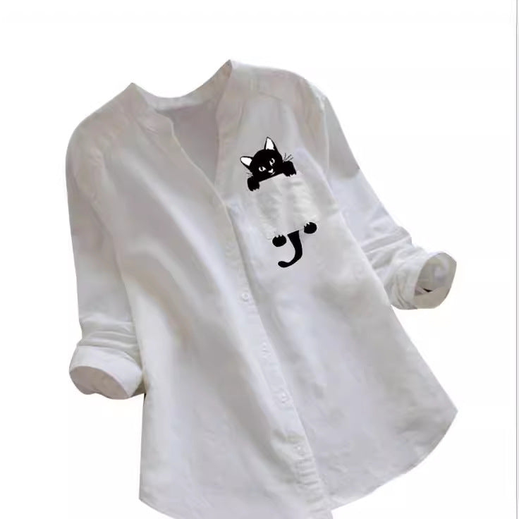 Blouse tendance pour femmes avec motif de chat amusant Levoire