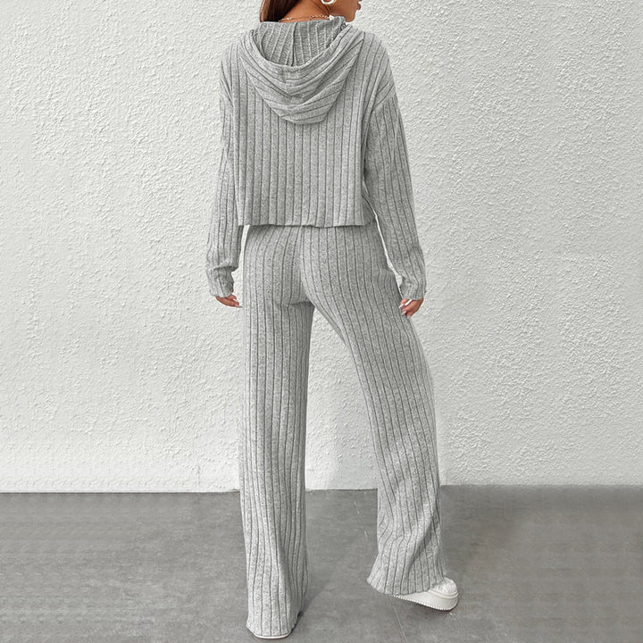 Ensemble tricot décontracté pour femmes avec hoodie casual et jambes larges Levoire