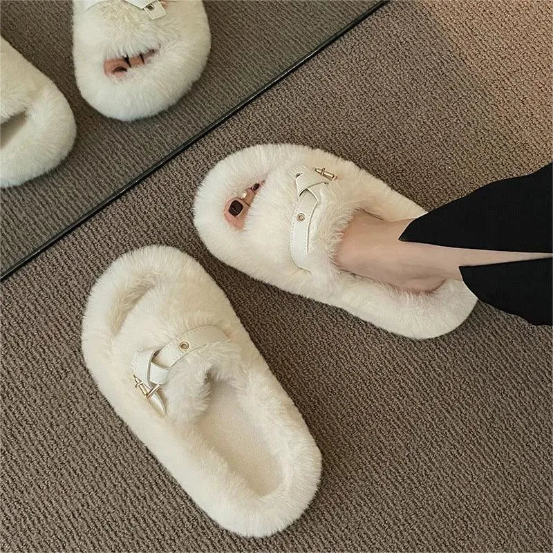 Levoire | Chaussons doux avec semelle épaisse en coton doublé Blanc
