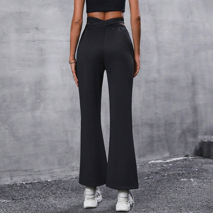 Pantalon large taille haute pour femmes avec détail de nœud élégant Levoire
