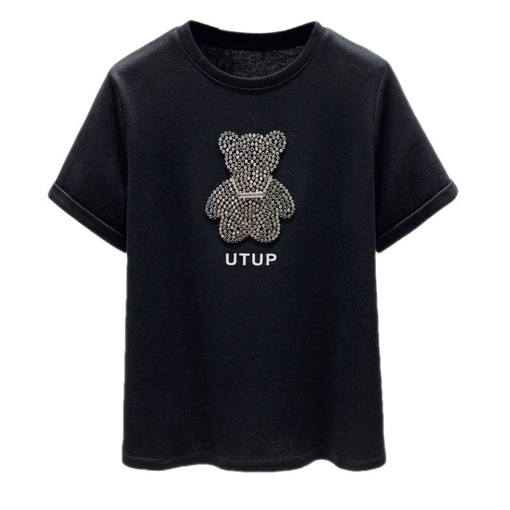 T-shirt femme avec motif d'ours scintillant et coupe décontractée Levoire