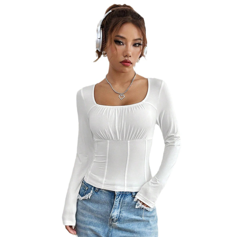 Chemise à manches longues pour femmes avec encolure carrée et design flatteur pour la silhouette Levoire
