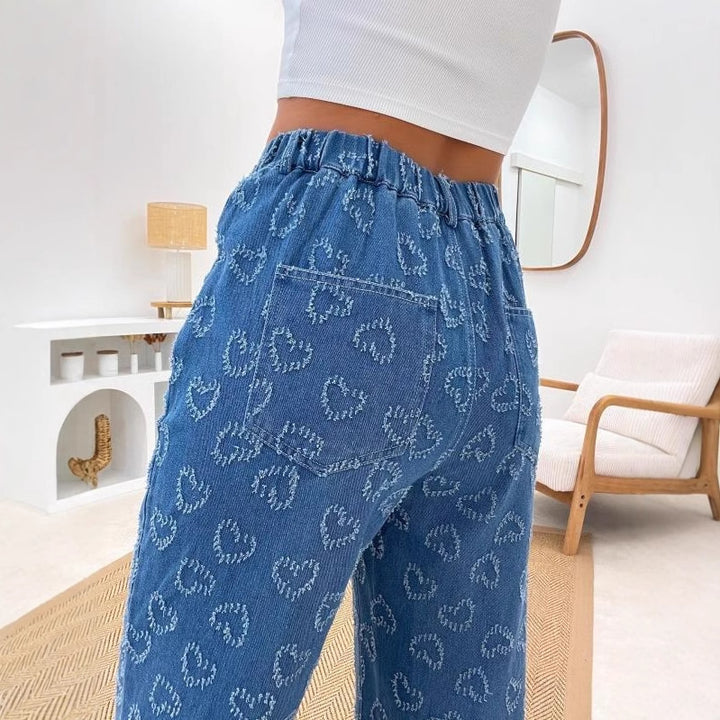Jeans pour femmes à coupe décontractée avec motif floral Levoire