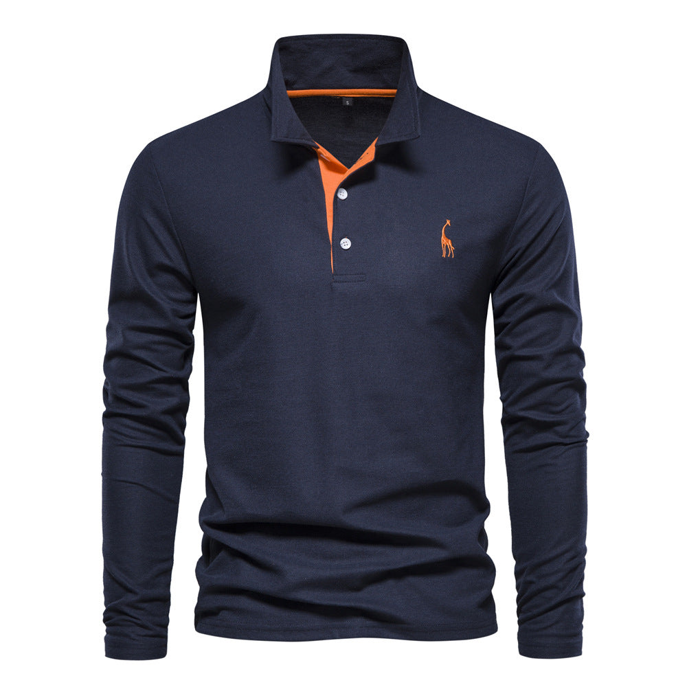 Homme Polo à manches longues avec col moderne et qualité coton respirant Avriane