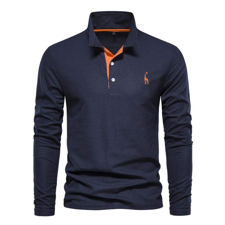 Homme Polo à manches longues avec col moderne et qualité coton respirant Avriane