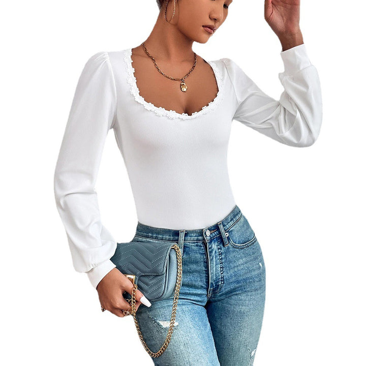 Chemise à manches longues pour femme avec décoration en volants élégante et coupe ajustée Levoire