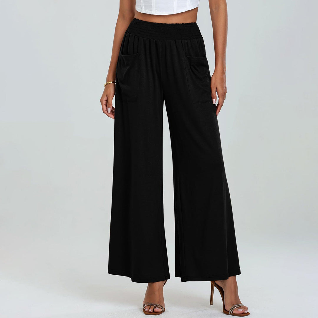 Levoire | Pantalon large à taille haute en jersey relaxant et extensible noir