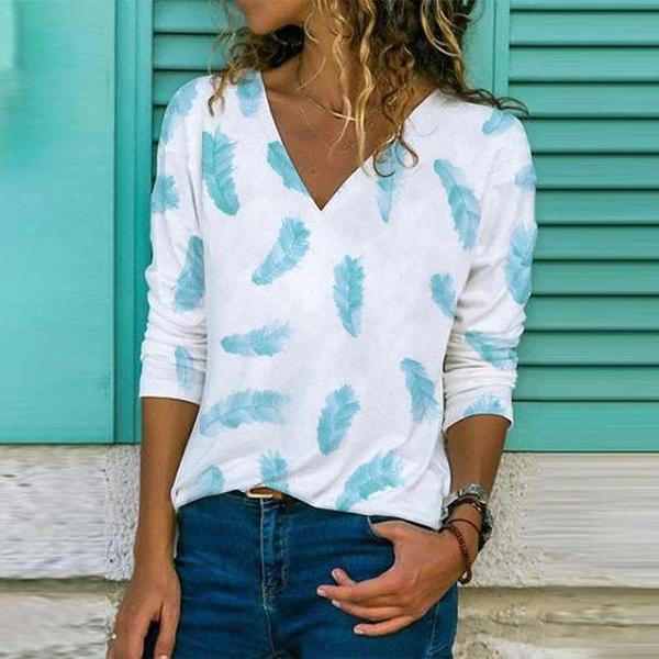 Levoire | Rento Print V-col Vêtements à manches longues T-shirt 15